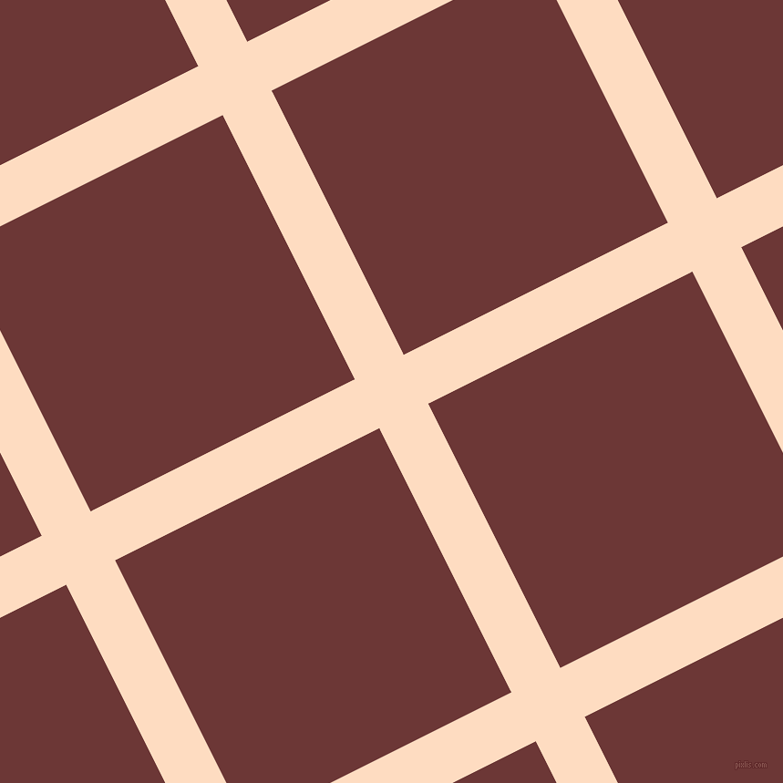 27/117 degree angle diagonal checkered chequered lines, 60 pixel lines width, 324 pixel square size, Karry and Sanguine Brown plaid checkered seamless tileable