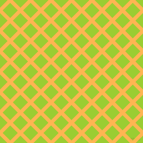 45/135 degree angle diagonal checkered chequered lines, 13 pixel line width, 37 pixel square size, Koromiko and Yellow Green plaid checkered seamless tileable