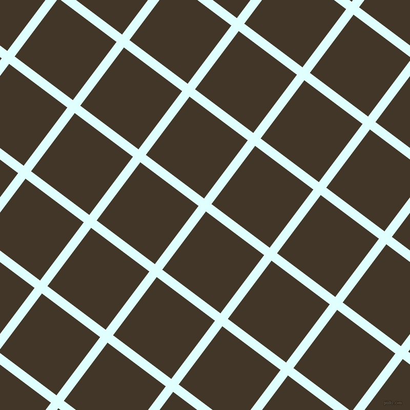 53/143 degree angle diagonal checkered chequered lines, 18 pixel lines width, 142 pixel square size, Light Cyan and Jacko Bean plaid checkered seamless tileable