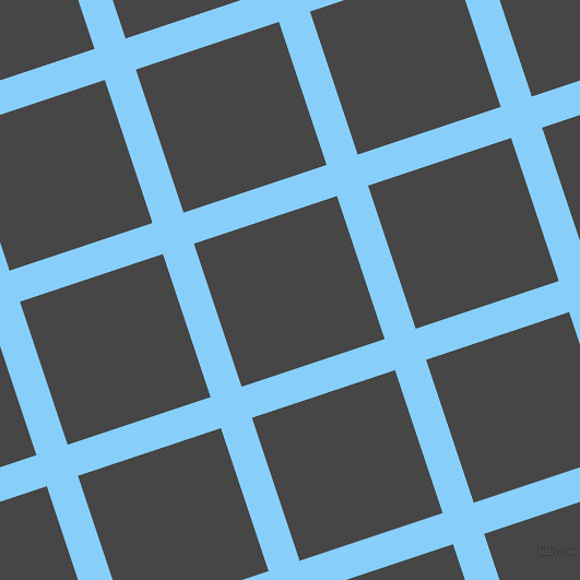 18/108 degree angle diagonal checkered chequered lines, 30 pixel line width, 138 pixel square size, Light Sky Blue and Charcoal plaid checkered seamless tileable
