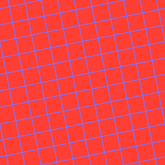 11/101 degree angle diagonal checkered chequered lines, 3 pixel line width, 51 pixel square size, Light Slate Blue and Red Orange plaid checkered seamless tileable
