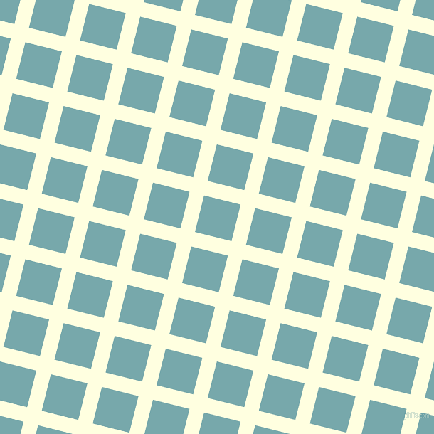 76/166 degree angle diagonal checkered chequered lines, 21 pixel line width, 53 pixel square size, Light Yellow and Neptune plaid checkered seamless tileable