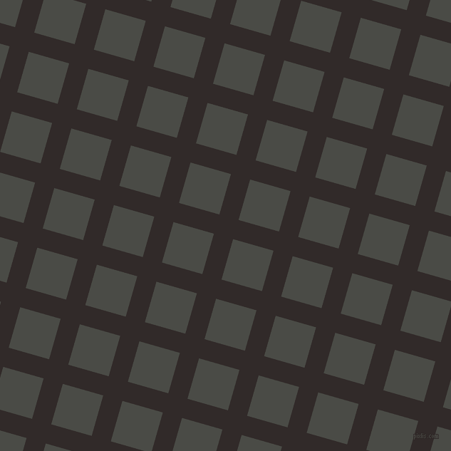 74/164 degree angle diagonal checkered chequered lines, 28 pixel lines width, 59 pixel square size, Livid Brown and Gravel plaid checkered seamless tileable