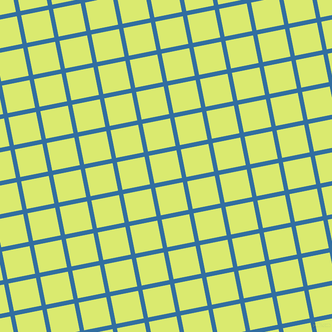 11/101 degree angle diagonal checkered chequered lines, 9 pixel line width, 57 pixel square size, Lochmara and Mindaro plaid checkered seamless tileable