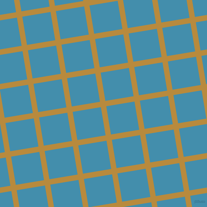 9/99 degree angle diagonal checkered chequered lines, 18 pixel lines width, 95 pixel square size, Marigold and Boston Blue plaid checkered seamless tileable