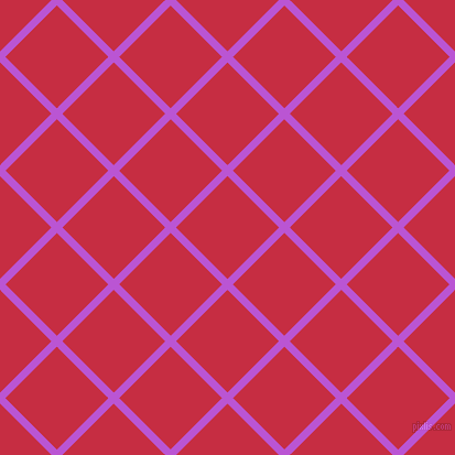 45/135 degree angle diagonal checkered chequered lines, 7 pixel lines width, 66 pixel square size, Medium Orchid and Brick Red plaid checkered seamless tileable