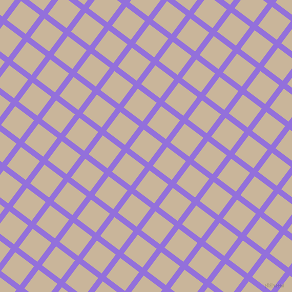 53/143 degree angle diagonal checkered chequered lines, 11 pixel line width, 46 pixel square size, Medium Purple and Sour Dough plaid checkered seamless tileable