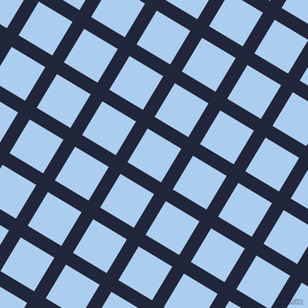 59/149 degree angle diagonal checkered chequered lines, 19 pixel line width, 55 pixel square size, Midnight Express and Pale Cornflower Blue plaid checkered seamless tileable