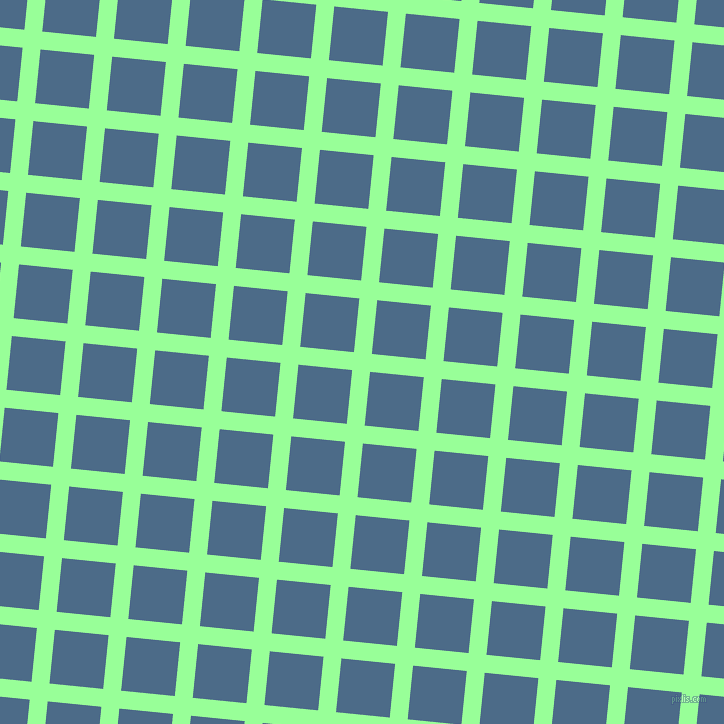 84/174 degree angle diagonal checkered chequered lines, 18 pixel lines width, 54 pixel square size, Mint Green and Wedgewood plaid checkered seamless tileable