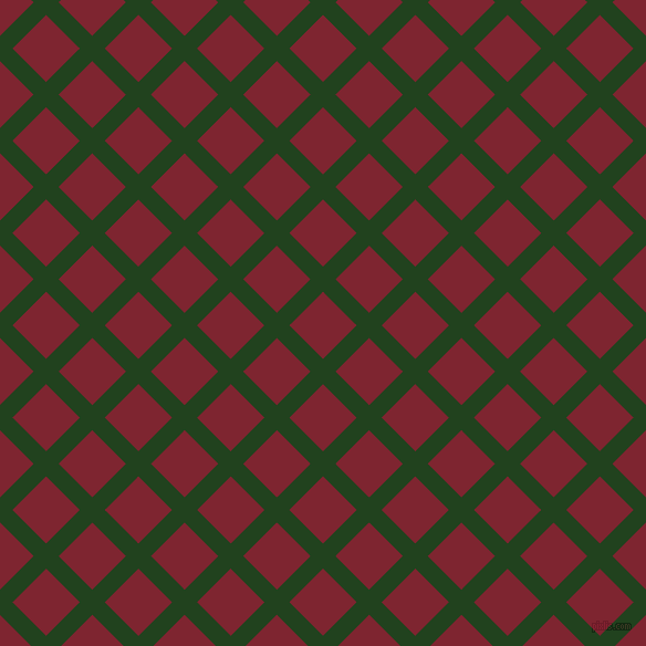 45/135 degree angle diagonal checkered chequered lines, 16 pixel line width, 43 pixel square size, Myrtle and Scarlett plaid checkered seamless tileable