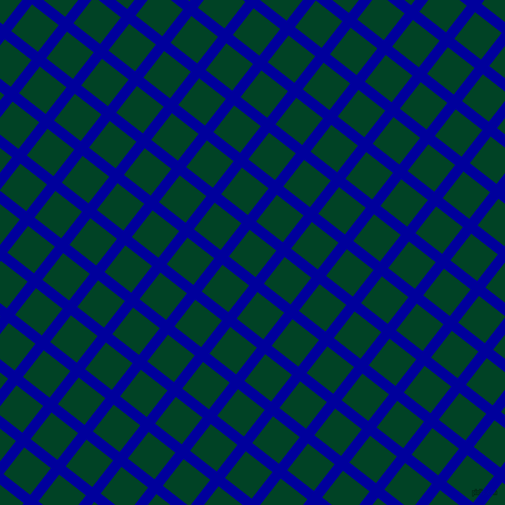 52/142 degree angle diagonal checkered chequered lines, 15 pixel lines width, 48 pixel square size, New Midnight Blue and British Racing Green plaid checkered seamless tileable