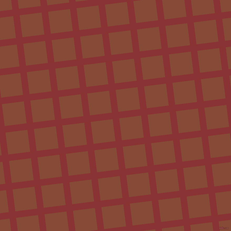 7/97 degree angle diagonal checkered chequered lines, 25 pixel line width, 84 pixel square size, Old Brick and Paarl plaid checkered seamless tileable