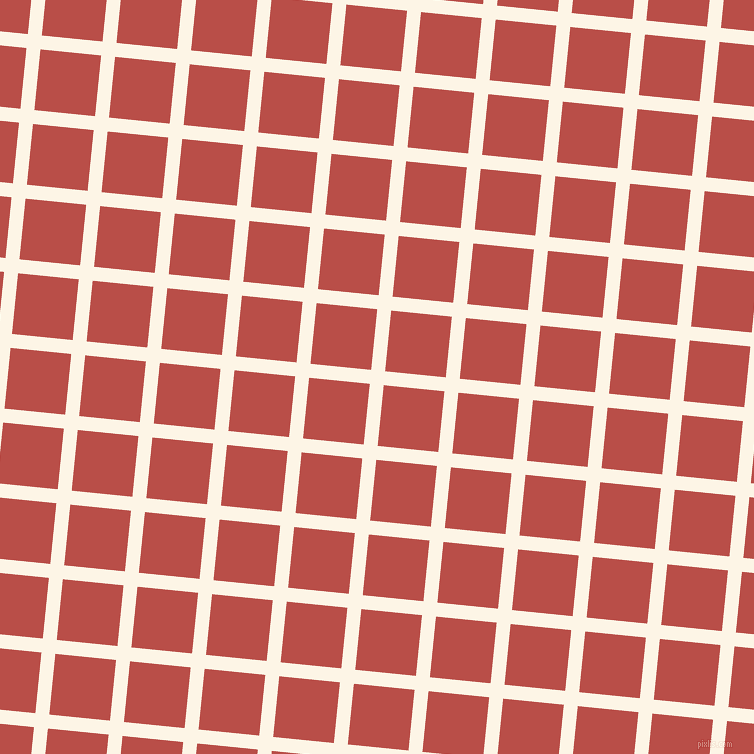 84/174 degree angle diagonal checkered chequered lines, 14 pixel lines width, 61 pixel square size, Old Lace and Chestnut plaid checkered seamless tileable