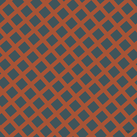 41/131 degree angle diagonal checkered chequered lines, 17 pixel line width, 36 pixel square size, Orange Roughy and Casal plaid checkered seamless tileable