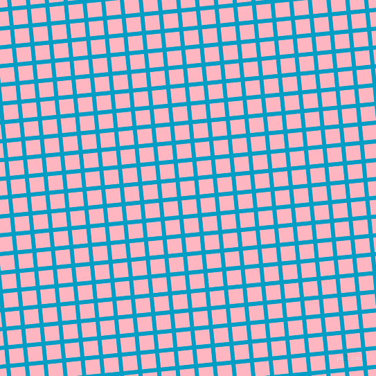 6/96 degree angle diagonal checkered chequered lines, 6 pixel line width, 21 pixel square size, Pacific Blue and Light Pink plaid checkered seamless tileable