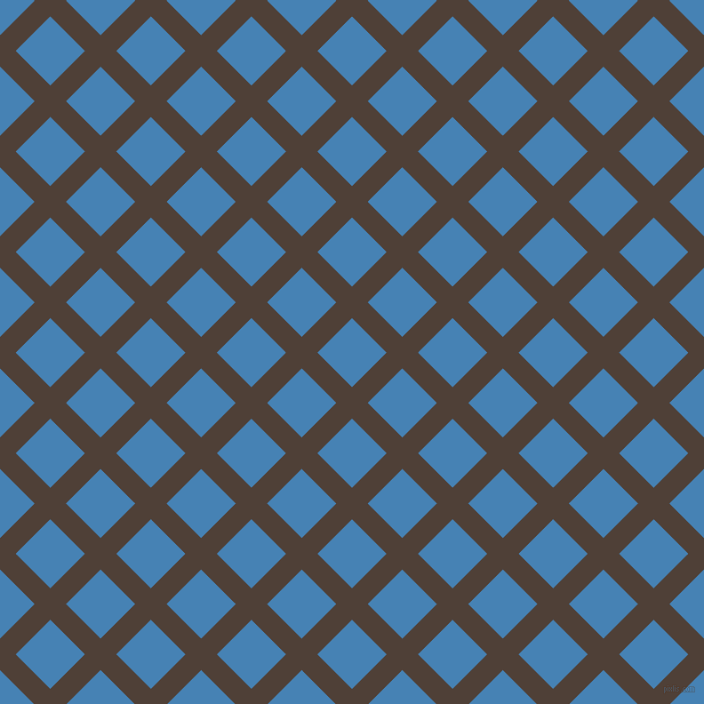 45/135 degree angle diagonal checkered chequered lines, 25 pixel line width, 55 pixel square size, Paco and Steel Blue plaid checkered seamless tileable