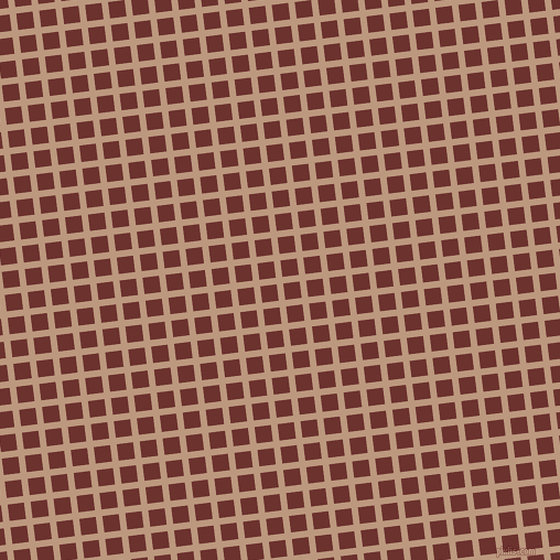 7/97 degree angle diagonal checkered chequered lines, 6 pixel line width, 15 pixel square size, Pale Taupe and Kenyan Copper plaid checkered seamless tileable