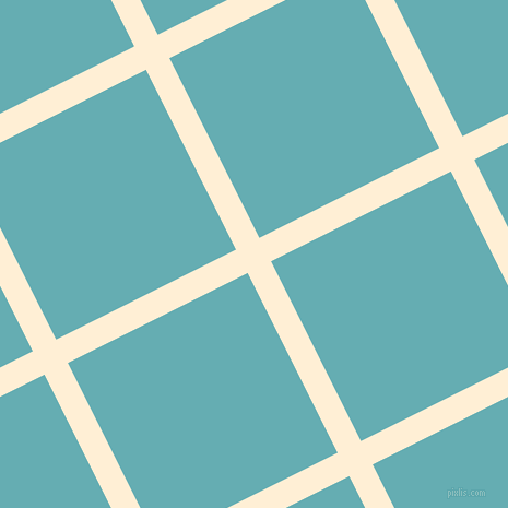 27/117 degree angle diagonal checkered chequered lines, 24 pixel lines width, 184 pixel square size, Papaya Whip and Fountain Blue plaid checkered seamless tileable