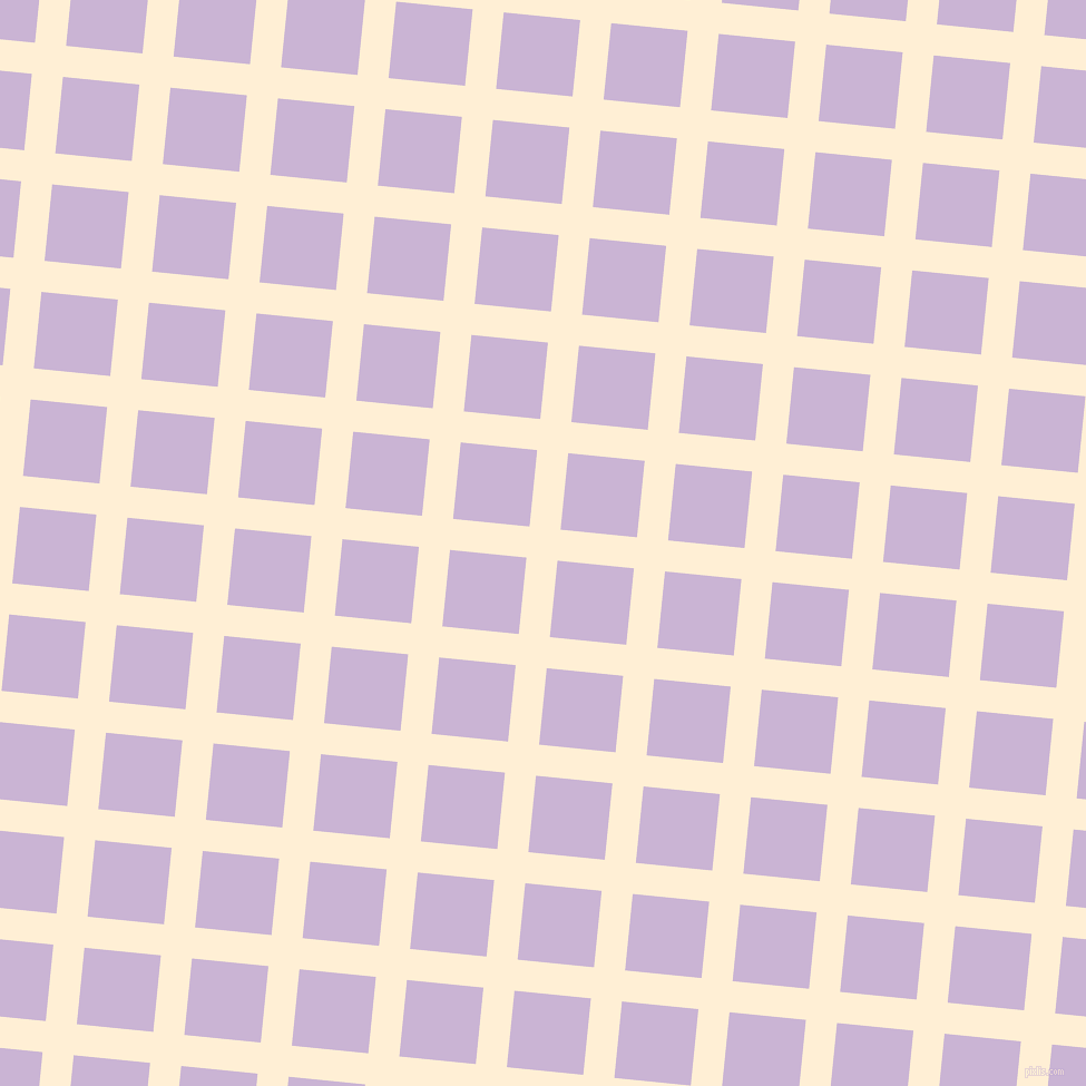 84/174 degree angle diagonal checkered chequered lines, 28 pixel lines width, 69 pixel square size, Papaya Whip and Prelude plaid checkered seamless tileable