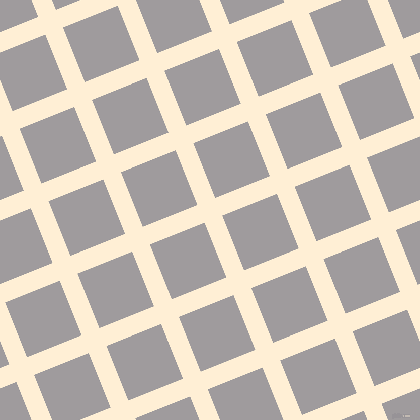 22/112 degree angle diagonal checkered chequered lines, 38 pixel line width, 117 pixel square size, Papaya Whip and Shady Lady plaid checkered seamless tileable