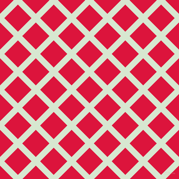 45/135 degree angle diagonal checkered chequered lines, 20 pixel line width, 63 pixel square size, Peppermint and Crimson plaid checkered seamless tileable