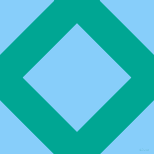 45/135 degree angle diagonal checkered chequered lines, 128 pixel lines width, 309 pixel square size, Persian Green and Light Sky Blue plaid checkered seamless tileable