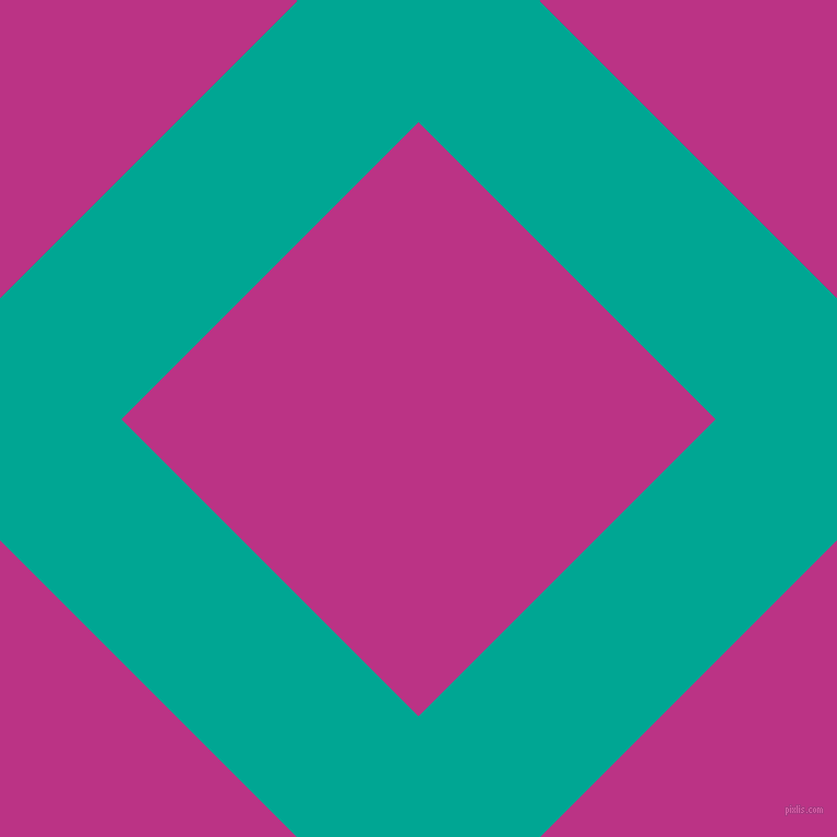 45/135 degree angle diagonal checkered chequered lines, 157 pixel lines width, 385 pixel square size, Persian Green and Red Violet plaid checkered seamless tileable