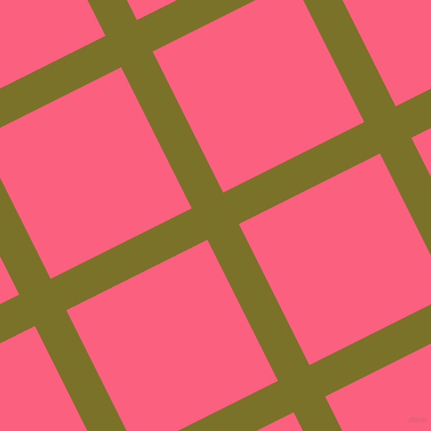 27/117 degree angle diagonal checkered chequered lines, 69 pixel line width, 310 pixel square size, Pesto and Brink Pink plaid checkered seamless tileable