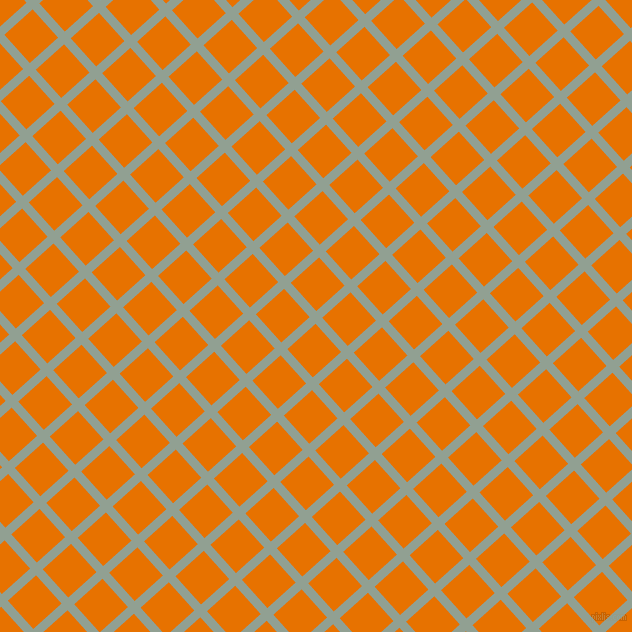 42/132 degree angle diagonal checkered chequered lines, 9 pixel lines width, 38 pixel square size, Pewter and Mango Tango plaid checkered seamless tileable