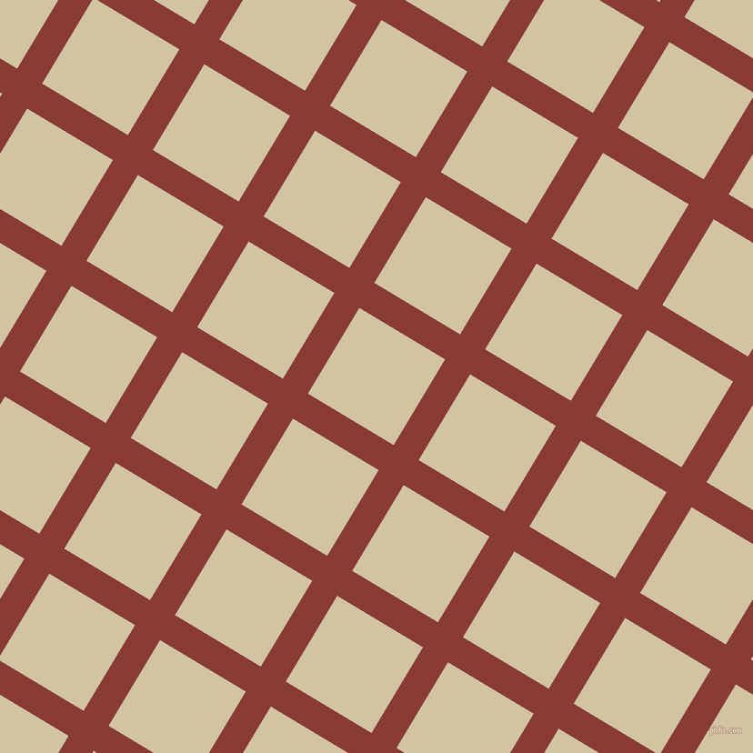 59/149 degree angle diagonal checkered chequered lines, 32 pixel lines width, 110 pixel square size, Prairie Sand and Double Spanish White plaid checkered seamless tileable