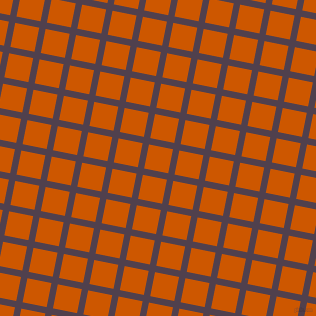 79/169 degree angle diagonal checkered chequered lines, 13 pixel lines width, 49 pixel square size, Purple Taupe and Tenne Tawny plaid checkered seamless tileable