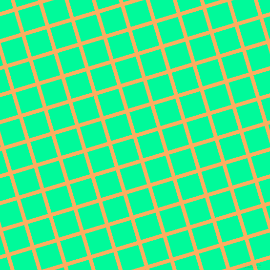 17/107 degree angle diagonal checkered chequered lines, 8 pixel lines width, 45 pixel square size, Rajah and Medium Spring Green plaid checkered seamless tileable