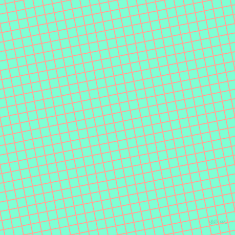 11/101 degree angle diagonal checkered chequered lines, 2 pixel line width, 16 pixel square size, Rose Bud and Aquamarine plaid checkered seamless tileable
