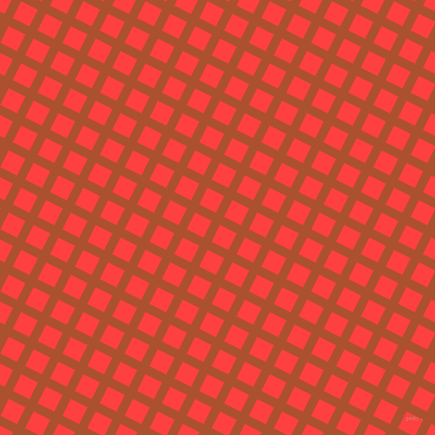 63/153 degree angle diagonal checkered chequered lines, 13 pixel line width, 27 pixel square size, Rose Of Sharon and Coral Red plaid checkered seamless tileable