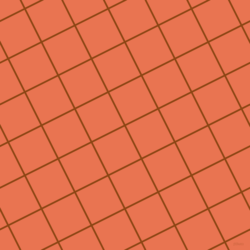 27/117 degree angle diagonal checkered chequered lines, 6 pixel line width, 124 pixel square size, Saddle Brown and Burnt Sienna plaid checkered seamless tileable