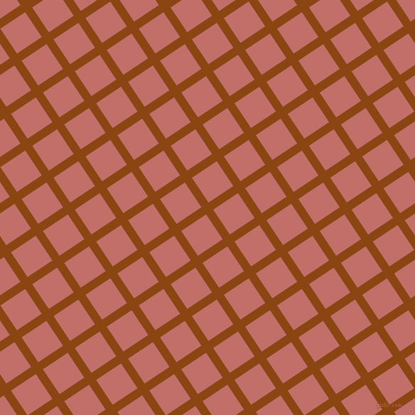 34/124 degree angle diagonal checkered chequered lines, 12 pixel lines width, 42 pixel square size, Saddle Brown and Contessa plaid checkered seamless tileable