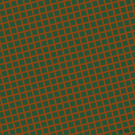 14/104 degree angle diagonal checkered chequered lines, 6 pixel line width, 17 pixel square size, Saddle Brown and Kaitoke Green plaid checkered seamless tileable