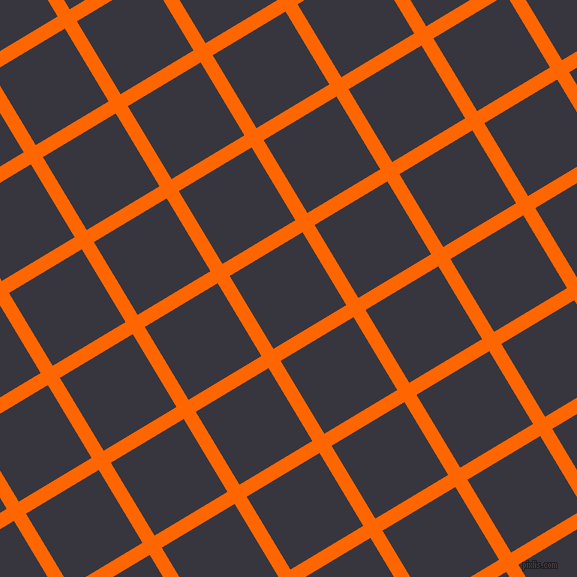 31/121 degree angle diagonal checkered chequered lines, 14 pixel lines width, 85 pixel square size, Safety Orange and Revolver plaid checkered seamless tileable