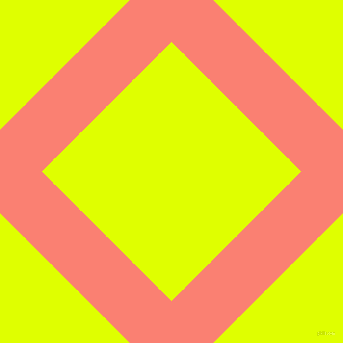 45/135 degree angle diagonal checkered chequered lines, 120 pixel line width, 374 pixel square size, Salmon and Chartreuse Yellow plaid checkered seamless tileable