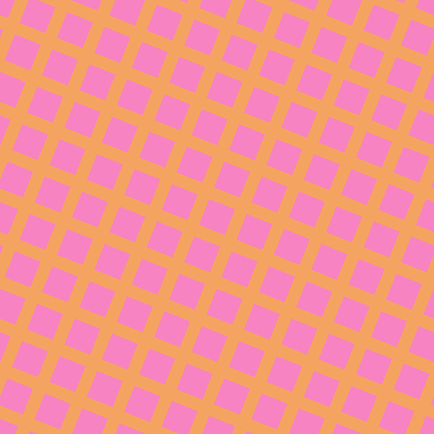 68/158 degree angle diagonal checkered chequered lines, 18 pixel line width, 40 pixel square size, Sandy Brown and Tea Rose plaid checkered seamless tileable