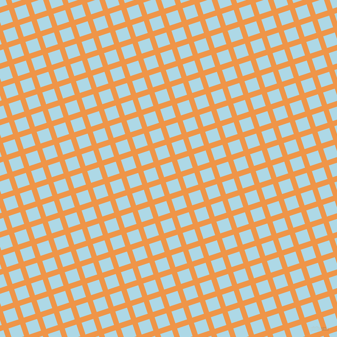 18/108 degree angle diagonal checkered chequered lines, 11 pixel lines width, 25 pixel square size, Sea Buckthorn and Light Blue plaid checkered seamless tileable