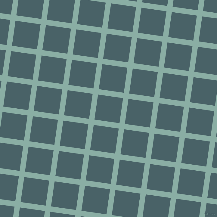 82/172 degree angle diagonal checkered chequered lines, 18 pixel lines width, 84 pixel square size, Sea Nymph and Smalt Blue plaid checkered seamless tileable