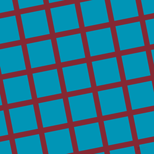 11/101 degree angle diagonal checkered chequered lines, 19 pixel line width, 87 pixel square size, Shiraz and Bondi Blue plaid checkered seamless tileable
