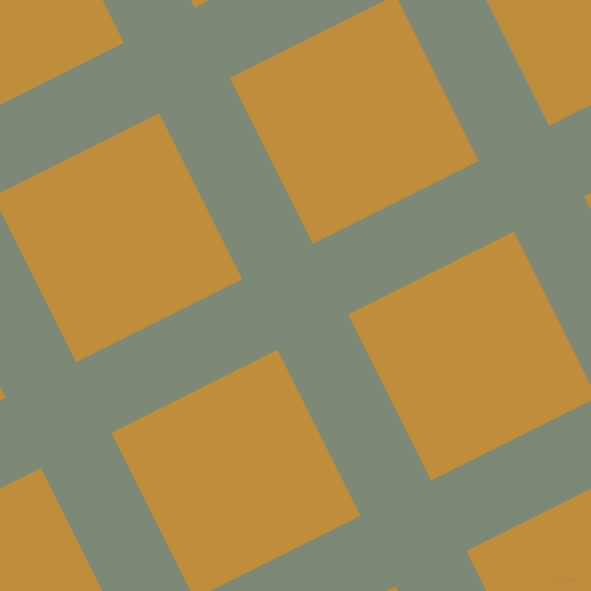 27/117 degree angle diagonal checkered chequered lines, 114 pixel lines width, 269 pixel square size, Spanish Green and Pizza plaid checkered seamless tileable