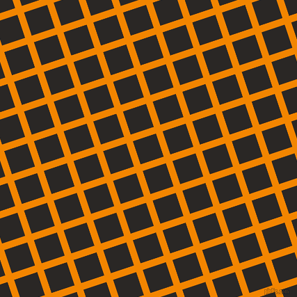 18/108 degree angle diagonal checkered chequered lines, 10 pixel line width, 35 pixel square size, Tangerine and Bokara Grey plaid checkered seamless tileable