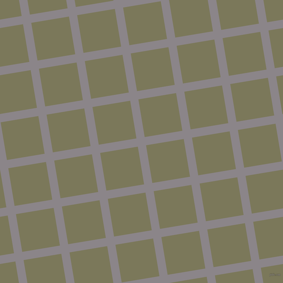 9/99 degree angle diagonal checkered chequered lines, 27 pixel line width, 124 pixel square size, Taupe Grey and Kokoda plaid checkered seamless tileable