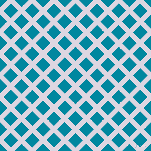 45/135 degree angle diagonal checkered chequered lines, 16 pixel line width, 34 pixel square size, Titan White and Eastern Blue plaid checkered seamless tileable