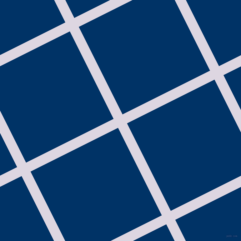 27/117 degree angle diagonal checkered chequered lines, 32 pixel line width, 313 pixel square size, Titan White and Prussian Blue plaid checkered seamless tileable