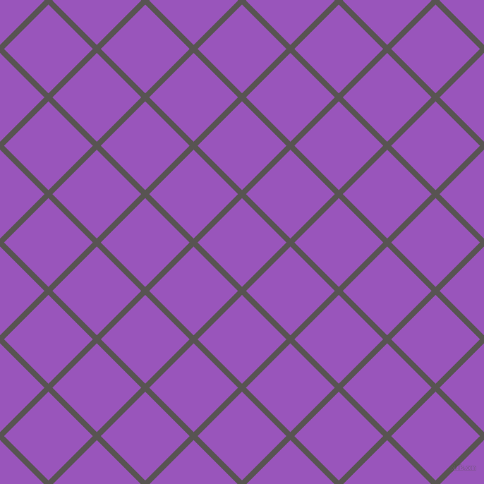 45/135 degree angle diagonal checkered chequered lines, 8 pixel lines width, 89 pixel square size, Tundora and Deep Lilac plaid checkered seamless tileable