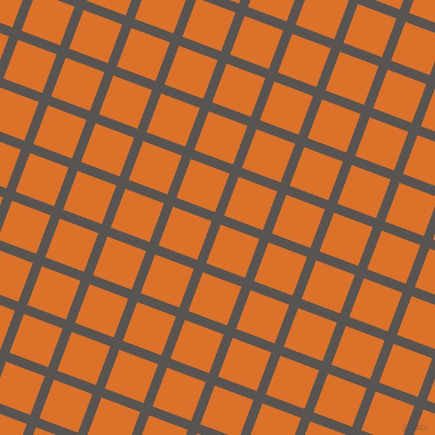 69/159 degree angle diagonal checkered chequered lines, 14 pixel lines width, 60 pixel square size, Tundora and Tahiti Gold plaid checkered seamless tileable